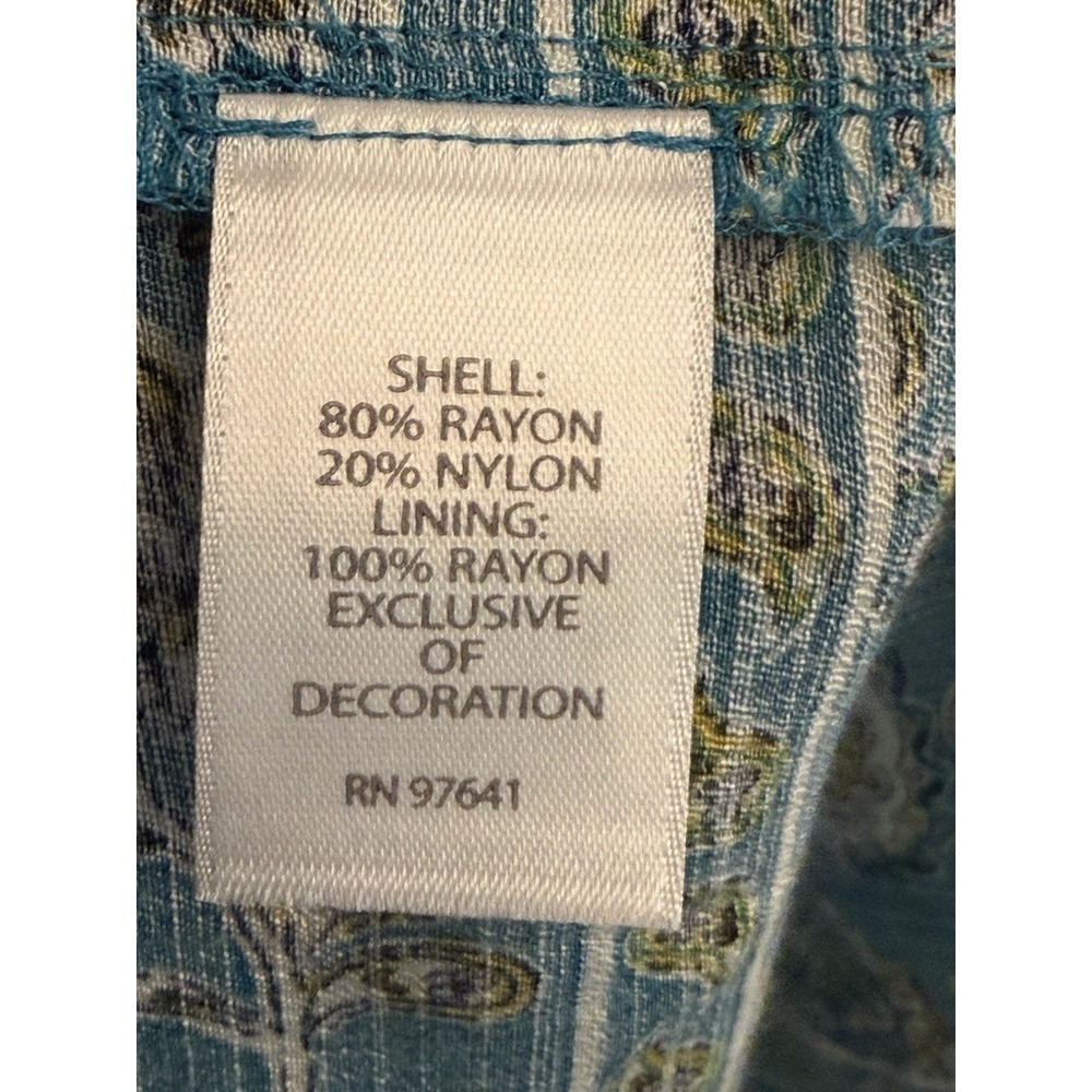 J. Jill Teal Paisley Sleeveless Maxi Dress Tiered Ladder Lace Pintuck Large - Picture 6 of 7